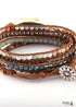 Boho Bracelet, RH 5 Layers Leather Wrap Bracelet, Natural Stones, Blue Ocean